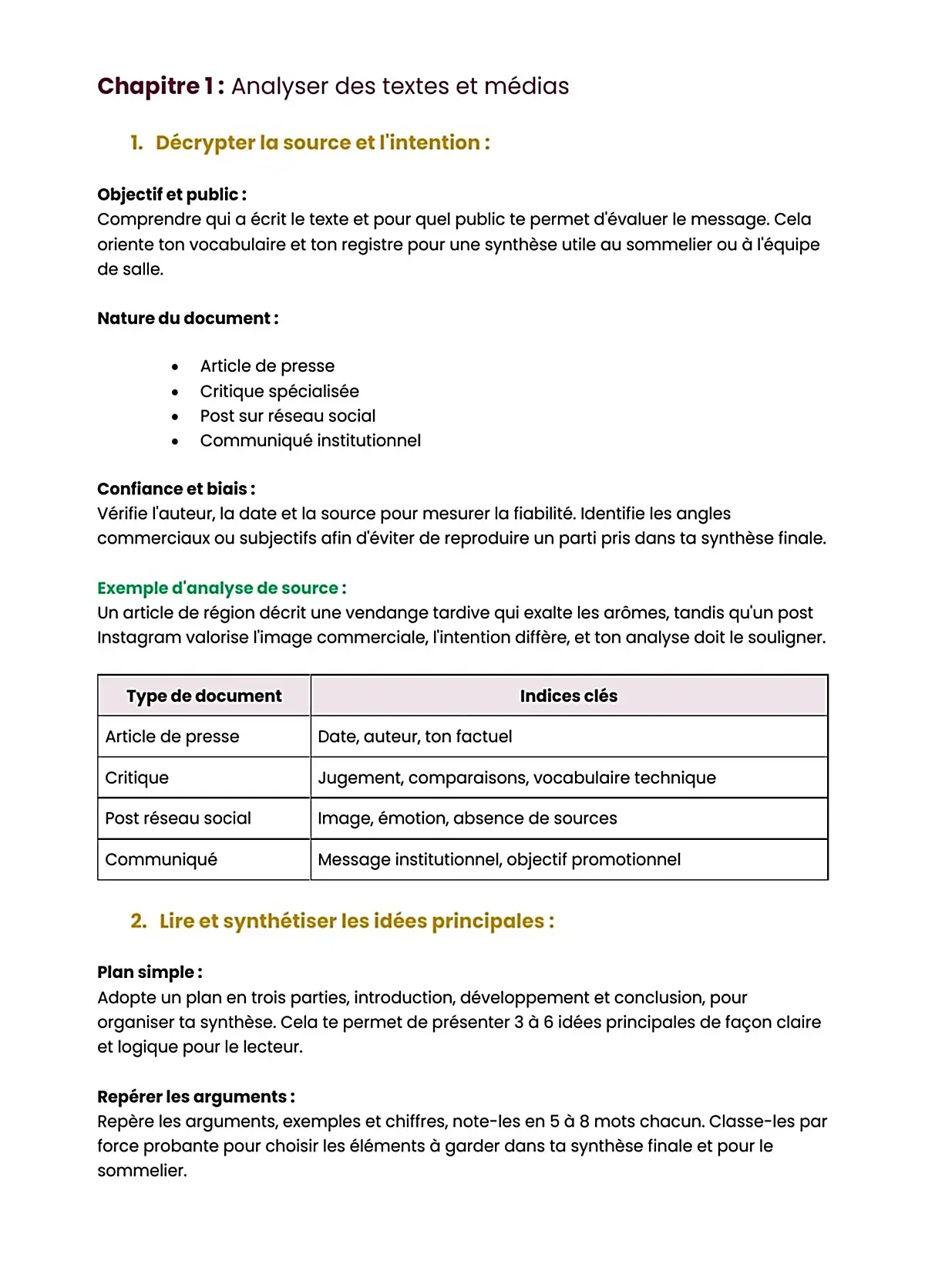 Example Fiche de Révision BP Sommelier