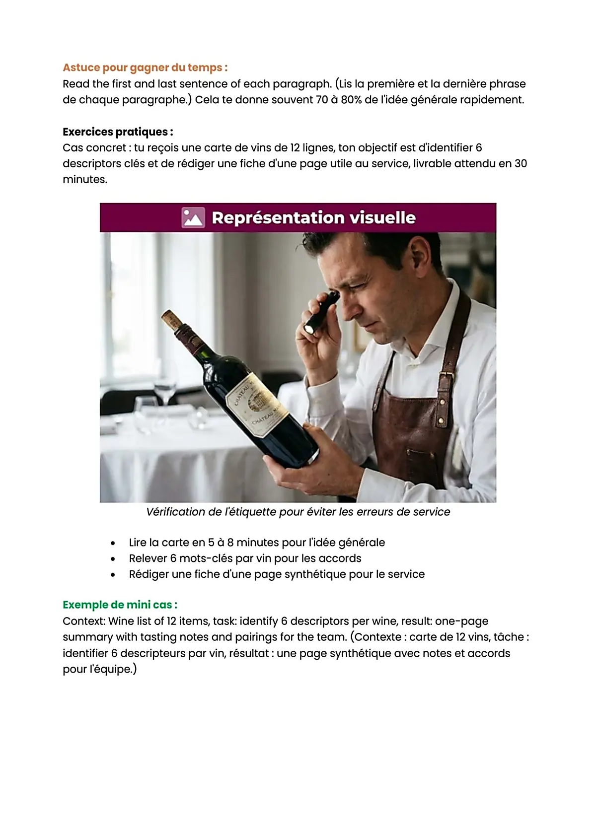 Example Fiche de Révision BP Sommelier